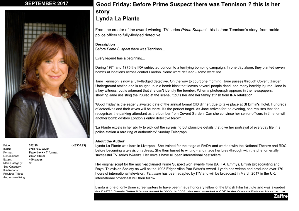 This Is Her Story Lynda La Plante