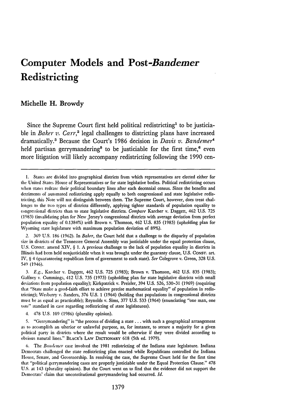 Computer Models and Post-Bandemer Redistricting