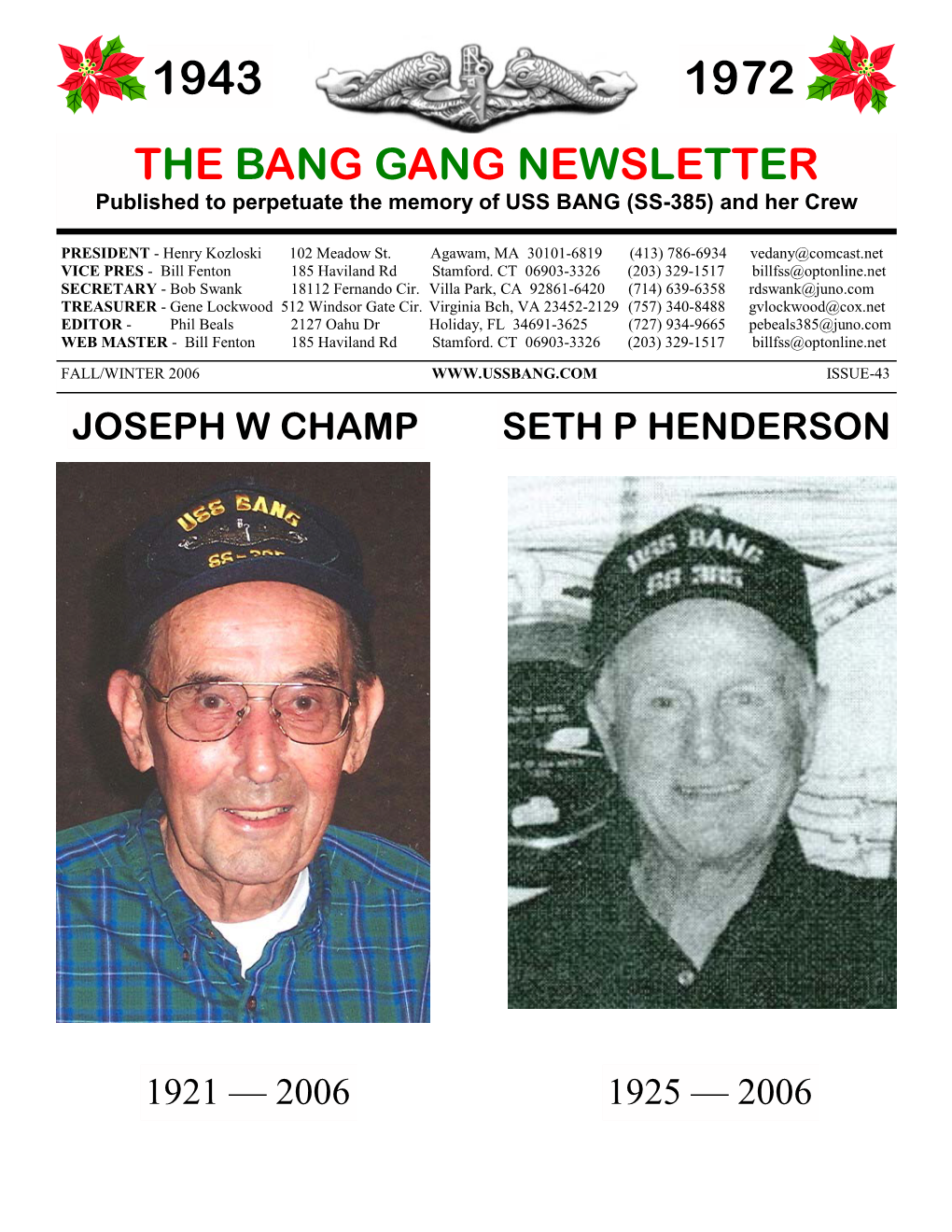 Fall/Winter 2006 Issue-43 Joseph W Champ Seth P Henderson