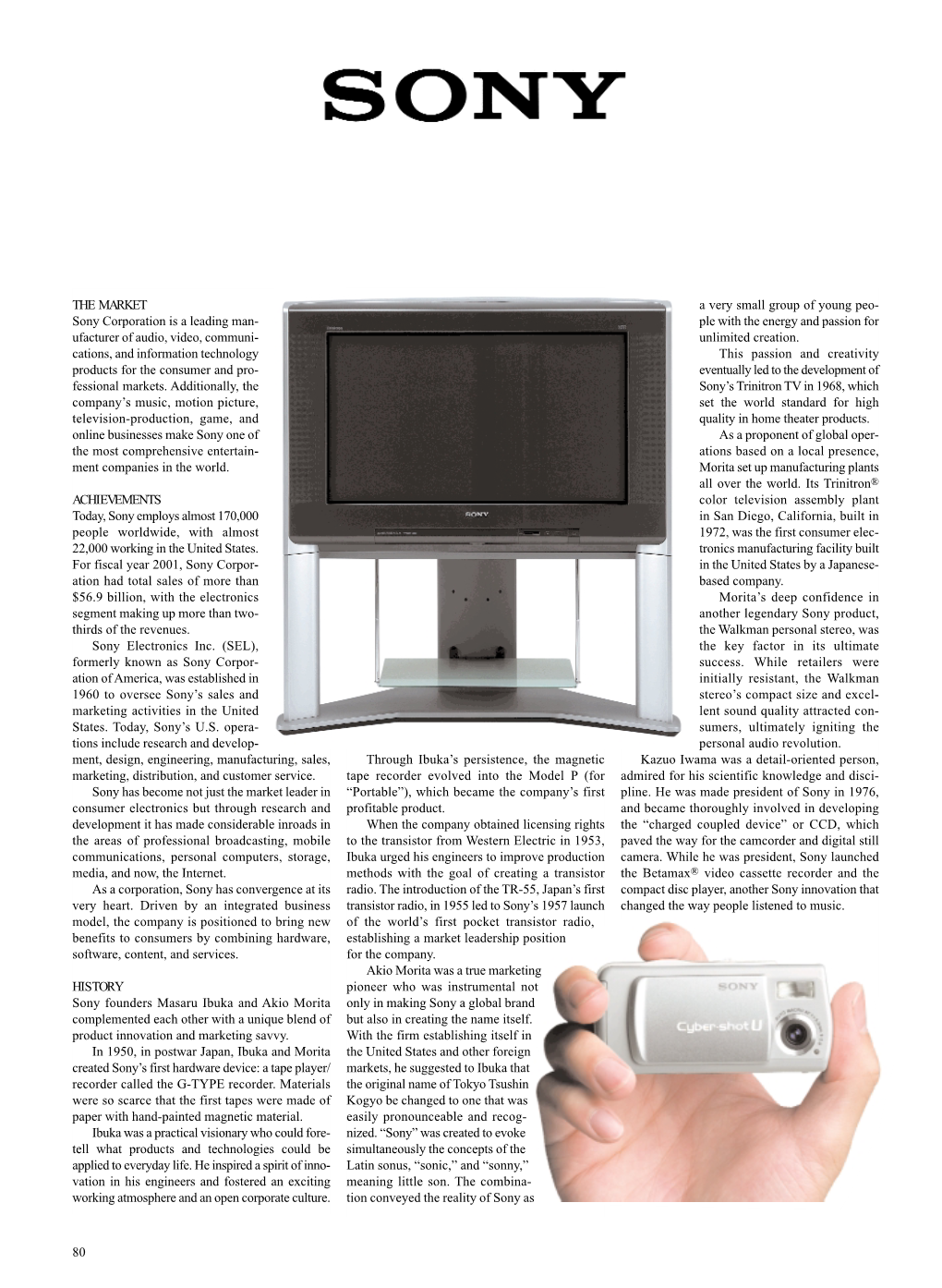 80 the MARKET Sony Corporation Is a Leading