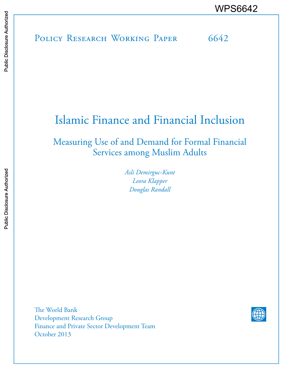 Islamic Finance and Financial Inclusion