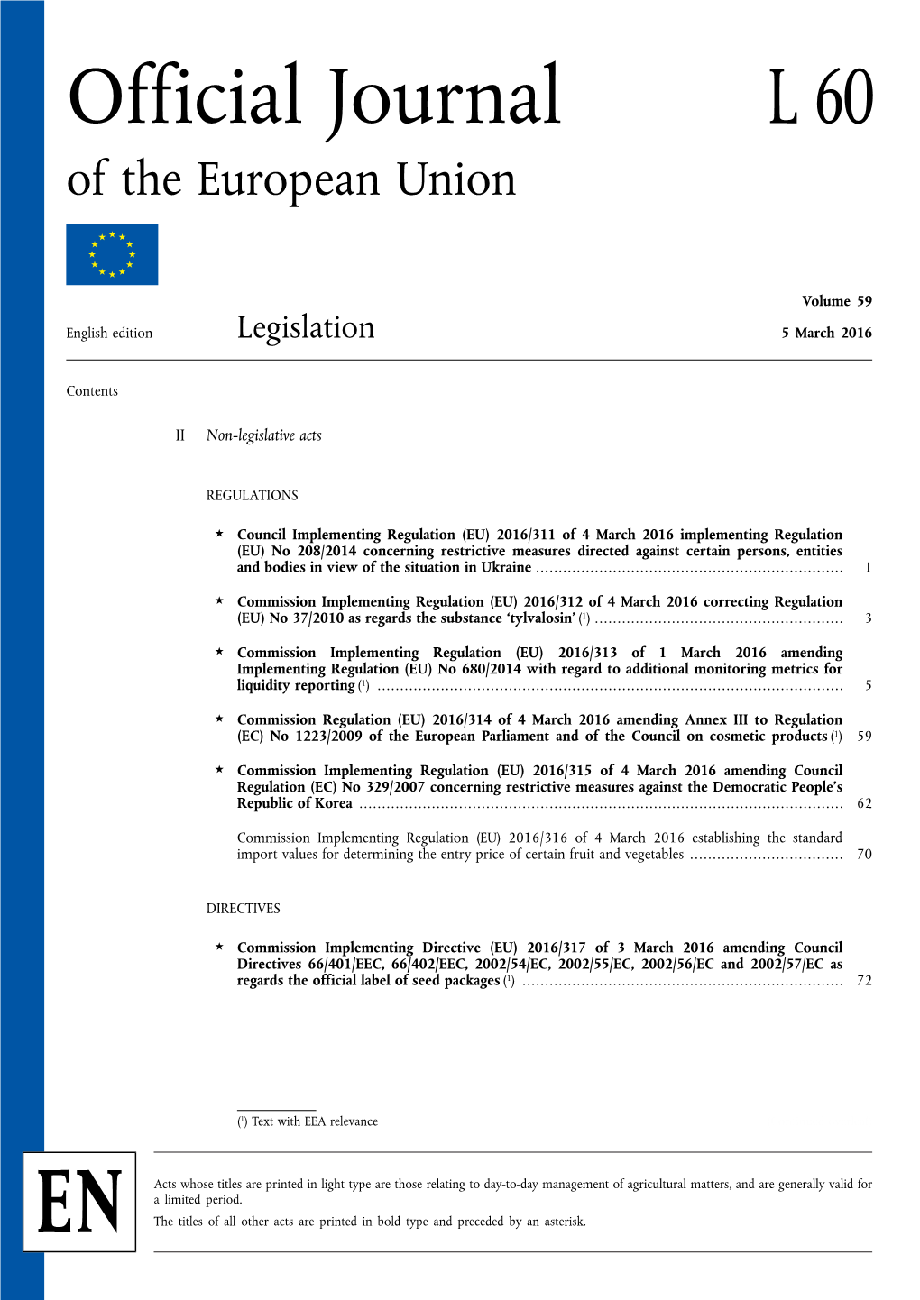 Official Journal L 60 of the European Union