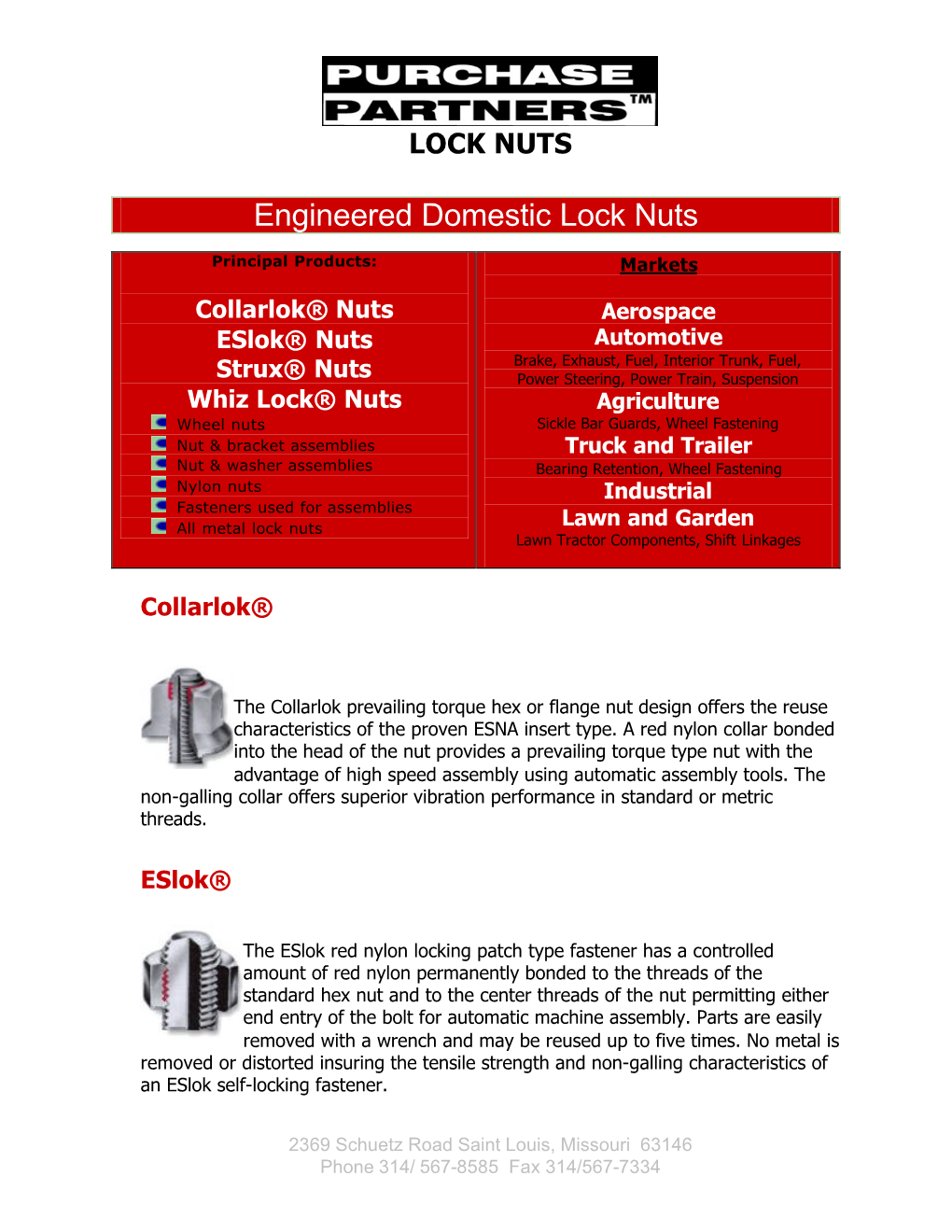 Engineered Domestic Lock Nuts