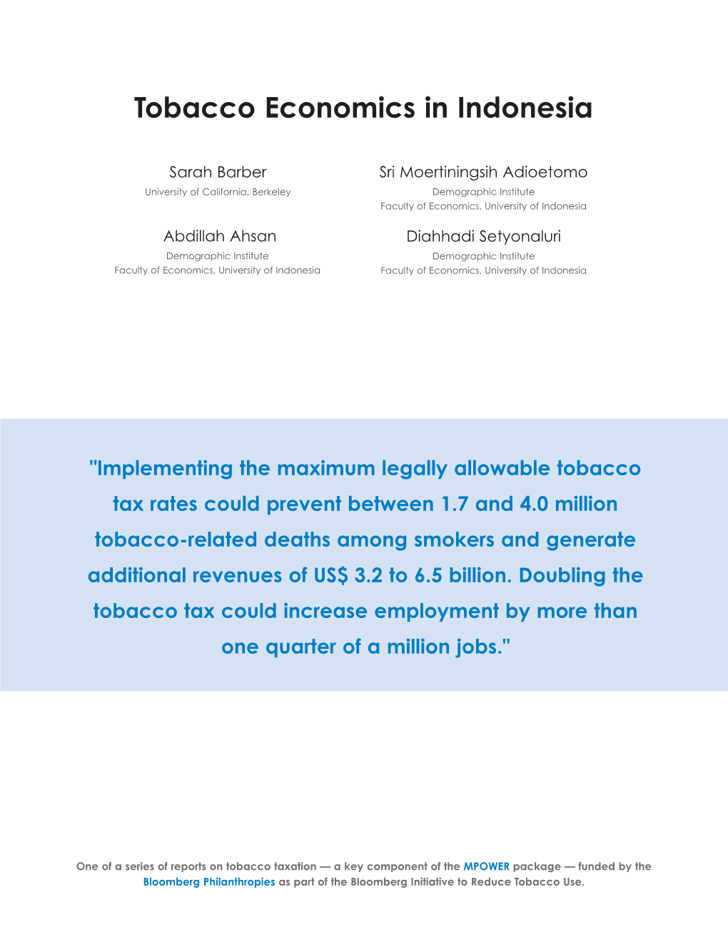 Tobacco Economics in Indonesia