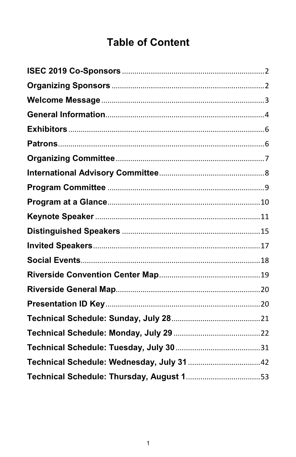 Table of Content