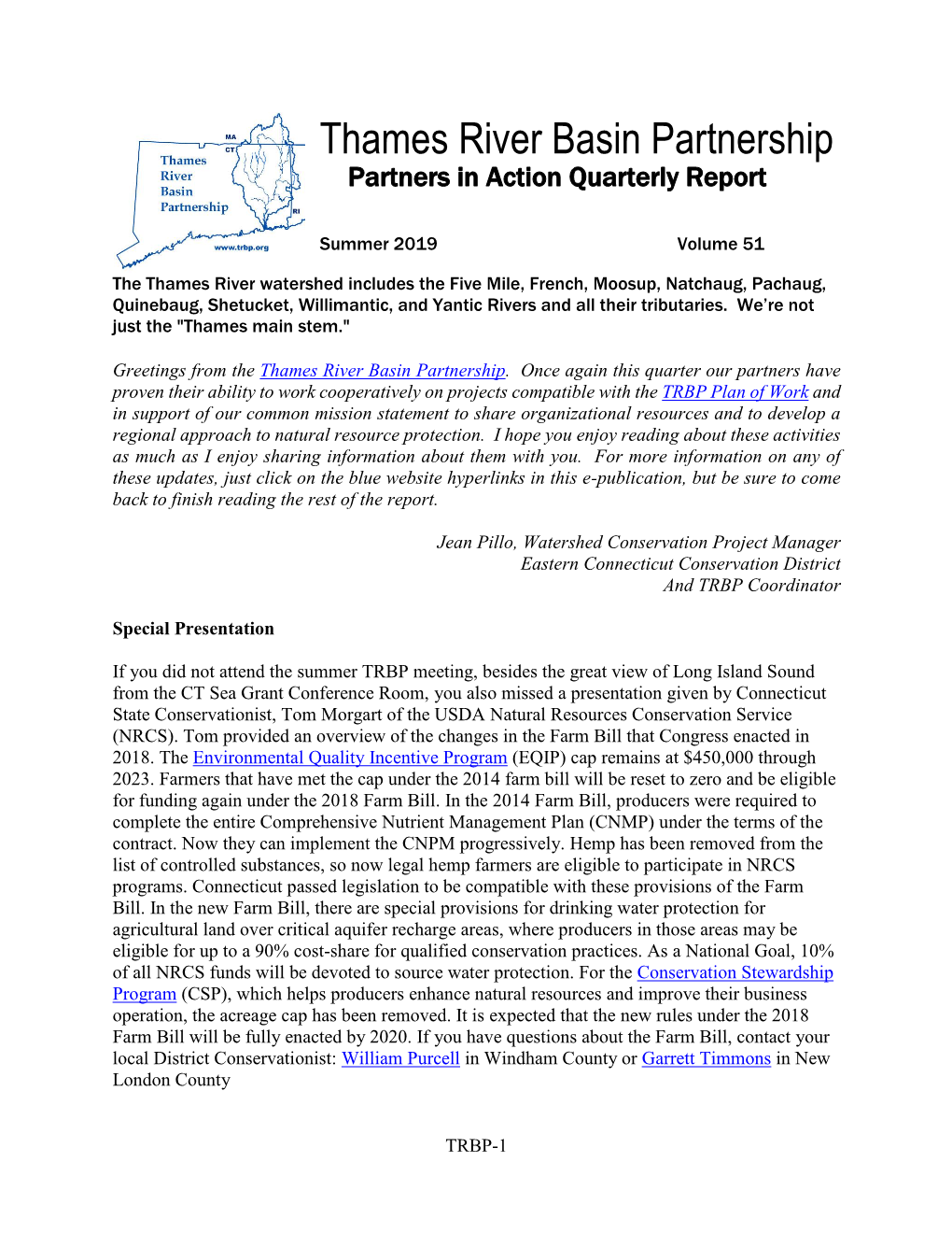 Thames River Basin Partnership Partners in Action Quarterly Report