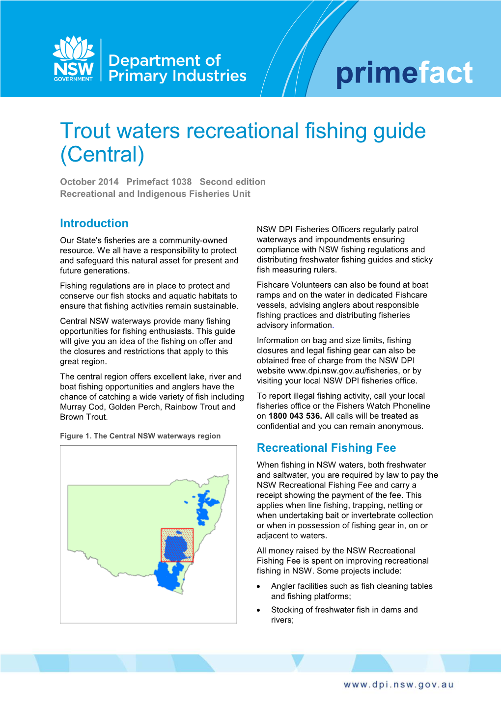 Trout Waters Recreational Fishing Guide (Central)