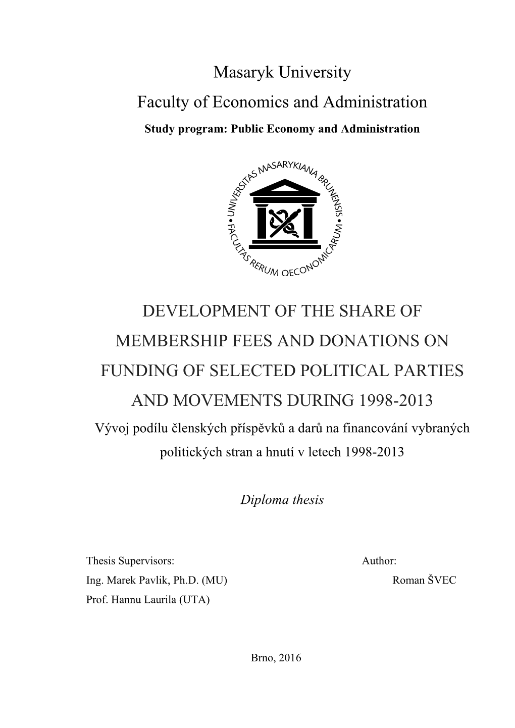Development of the Share of Membership Fees and Donations On