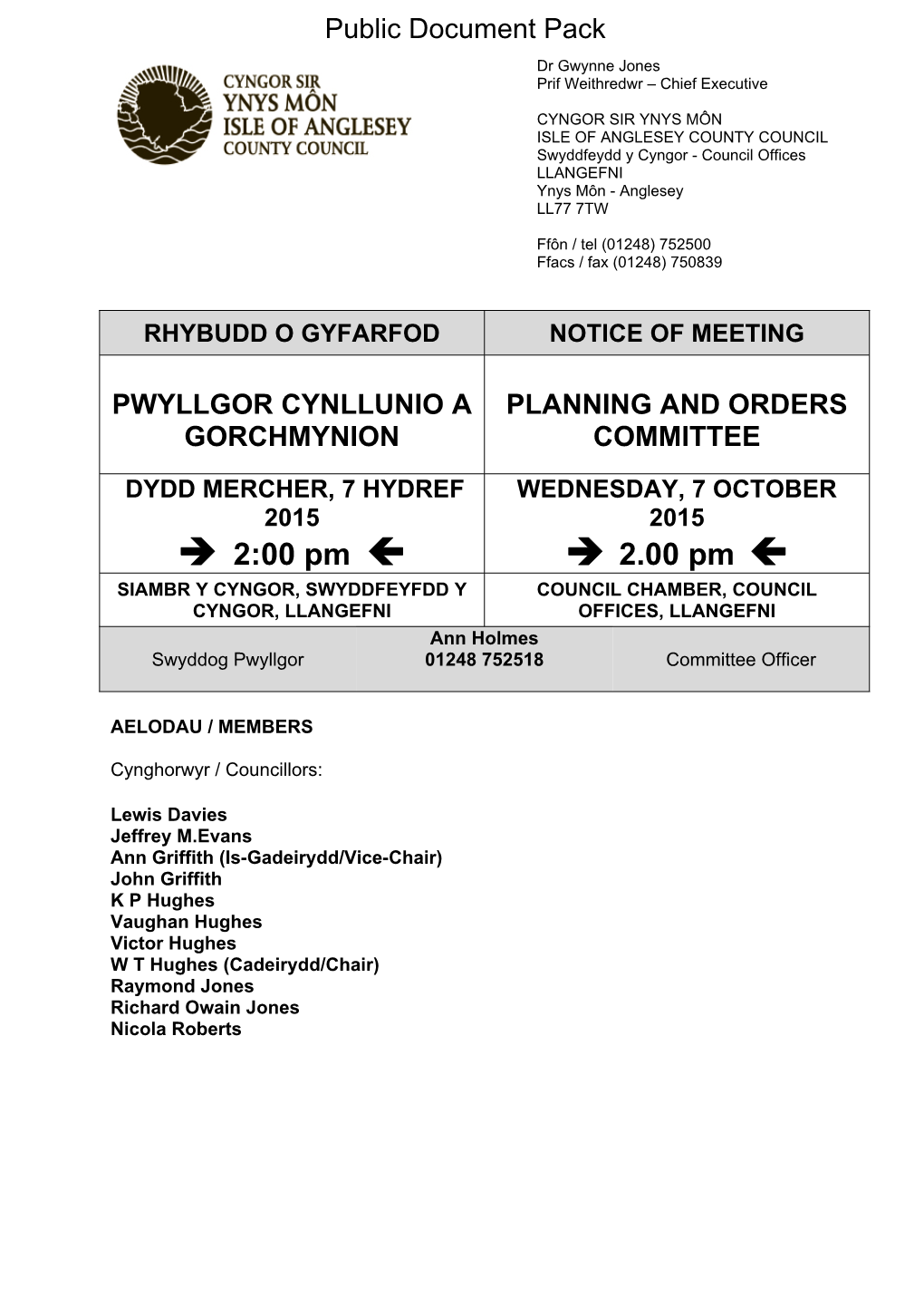(Public Pack)Agenda Document for Planning and Orders Committee, 07