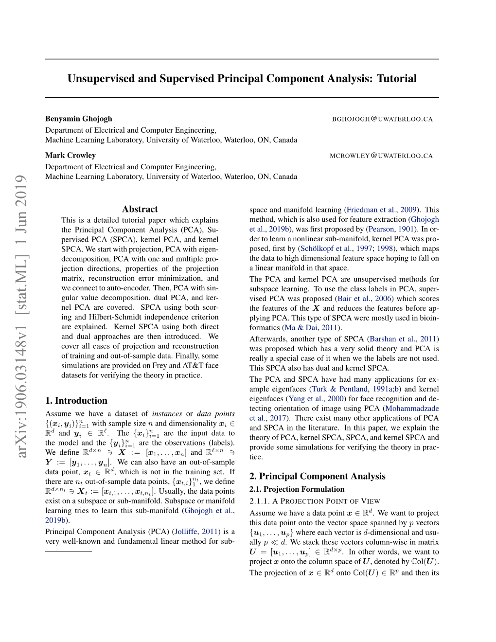 Unsupervised and Supervised Principal Component Analysis: Tutorial