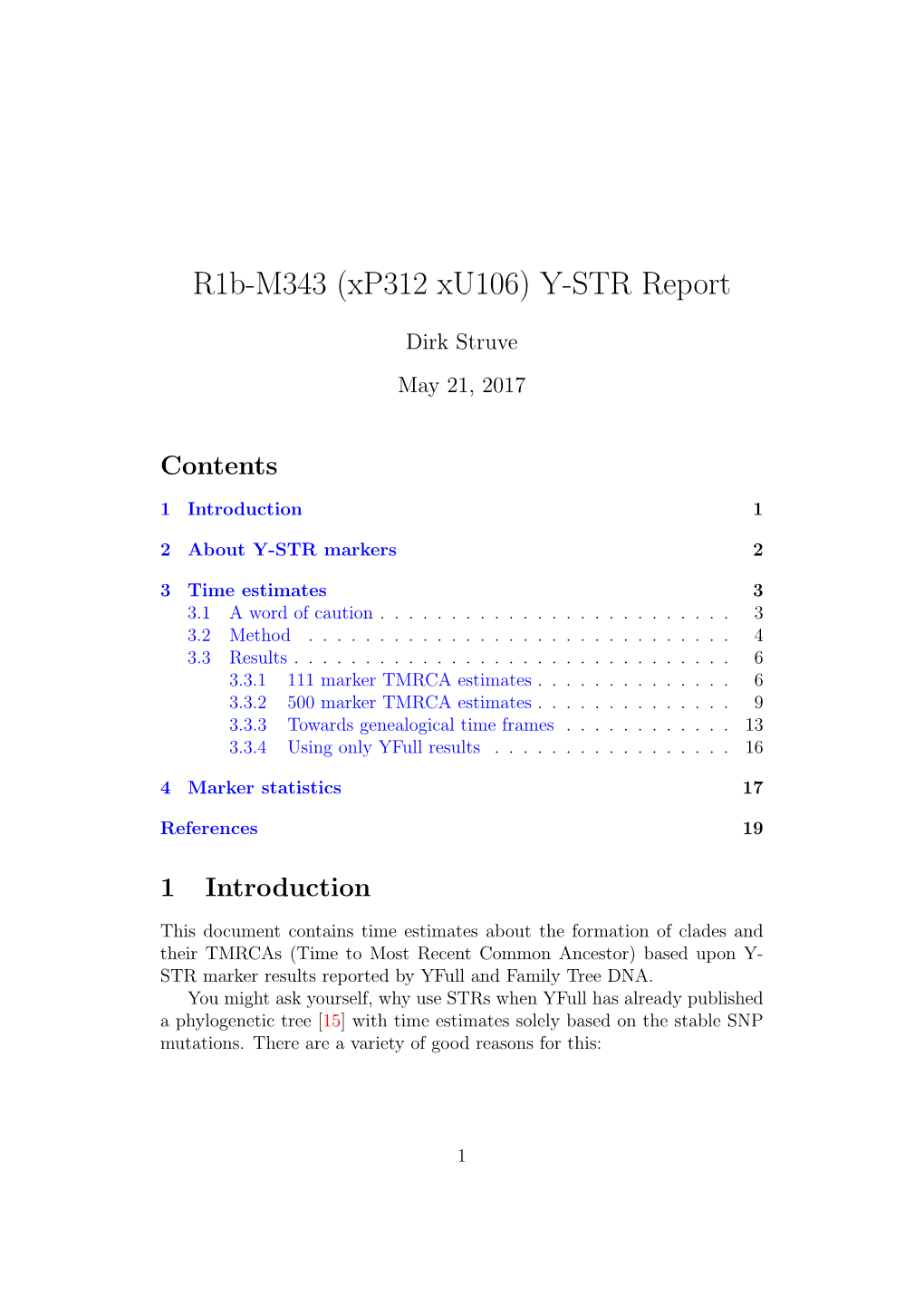 R1b-M343 (Xp312 Xu106) Y-STR Report