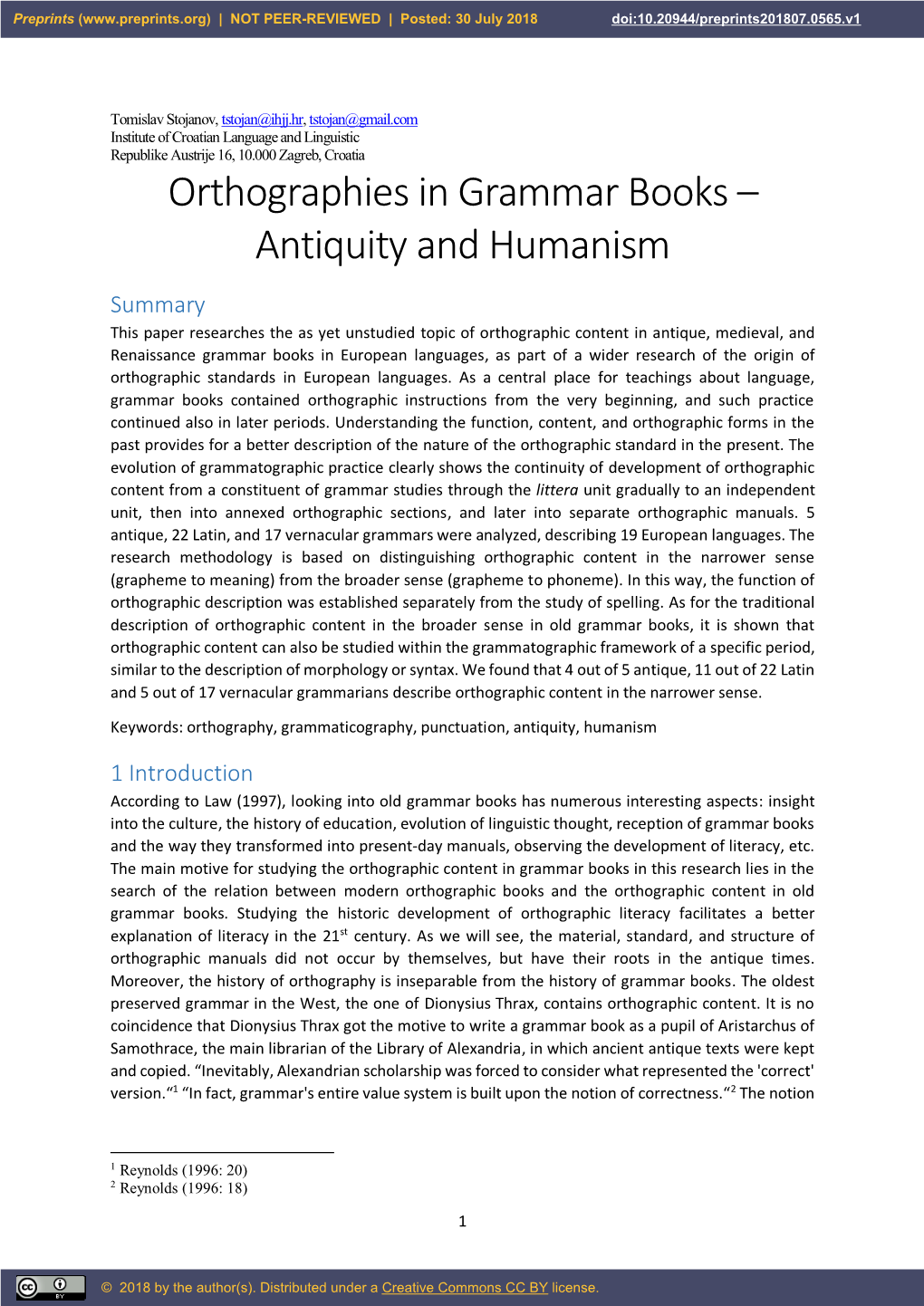 Orthographies in Grammar Books