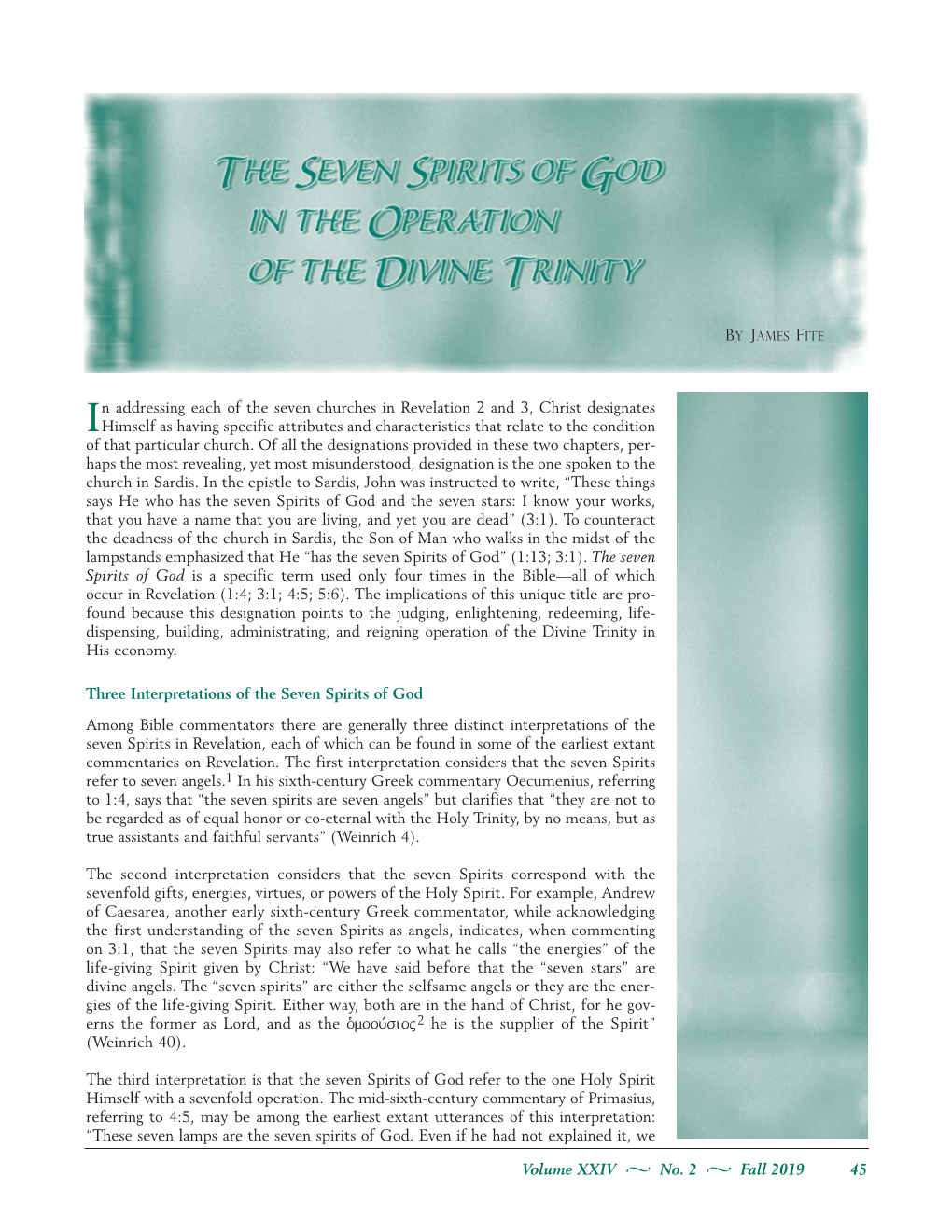 The Seven Spirits of God in the Operation of the Divine Trinity