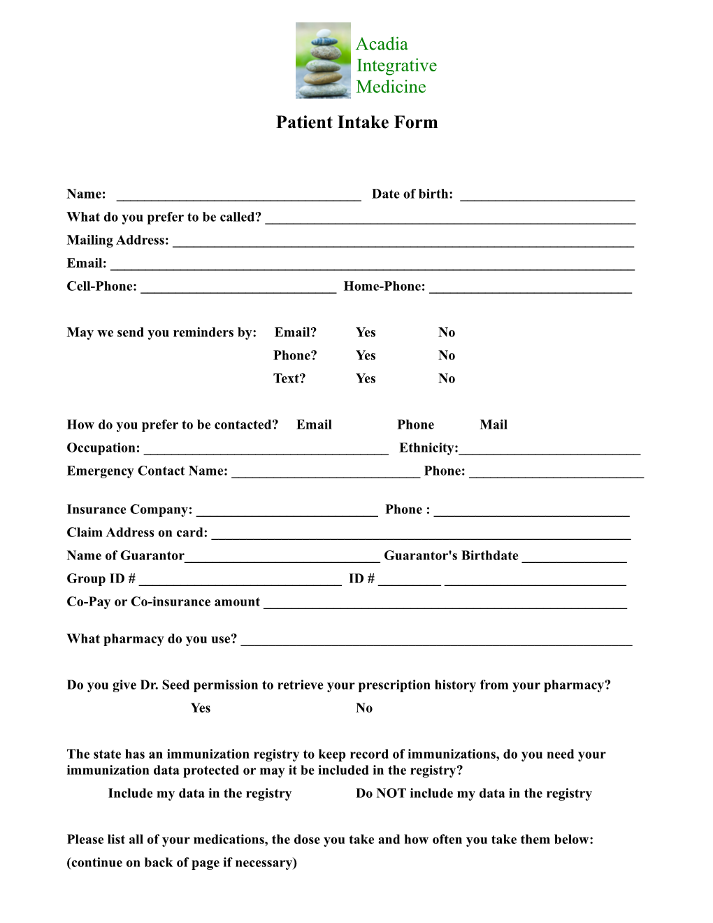 Patient Intake Form s1