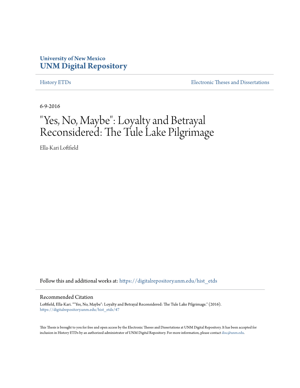 Loyalty and Betrayal Reconsidered: the Tule Lake Pilgrimage