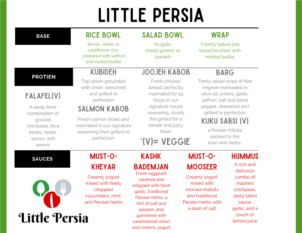 Little Persia Menu