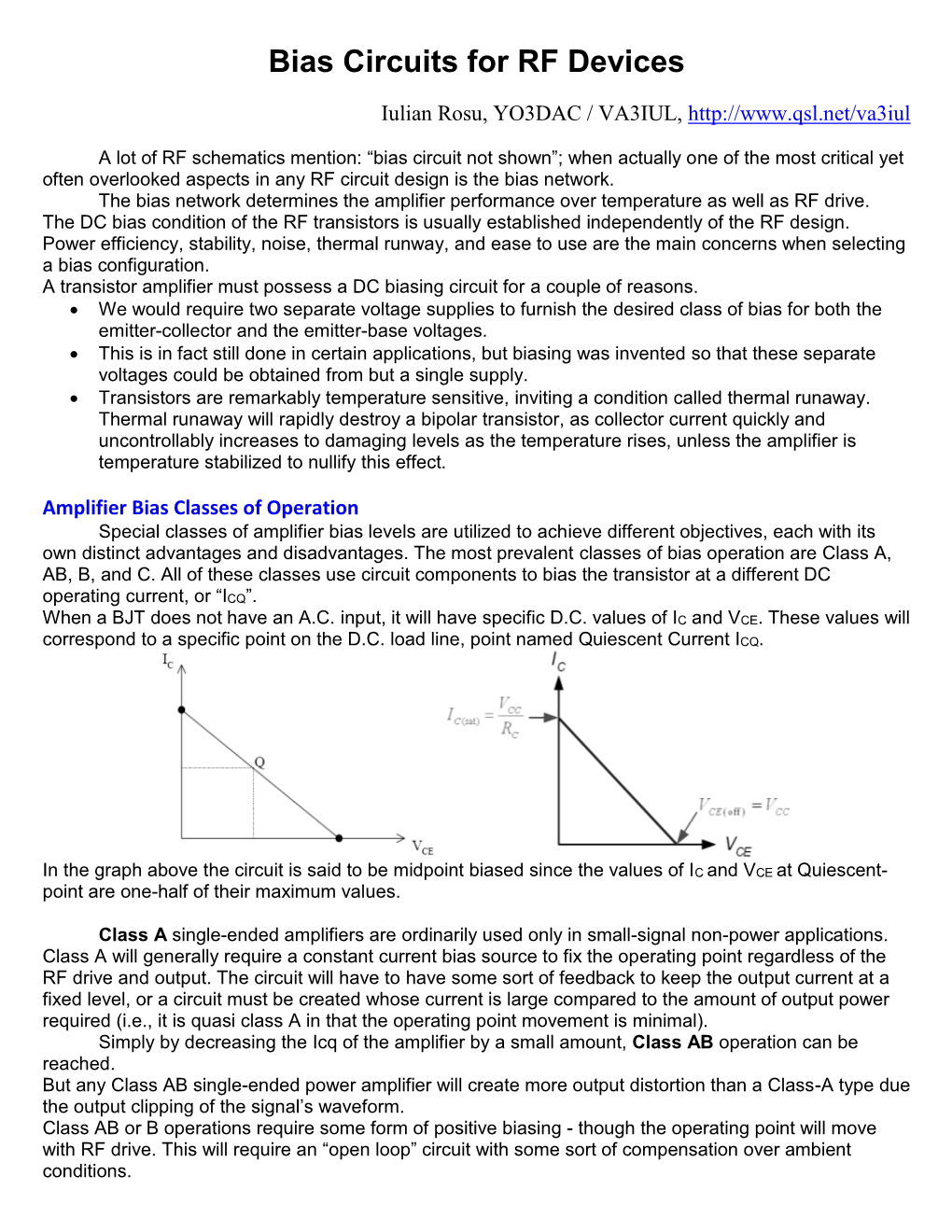 Bias Circuits for RF Devices