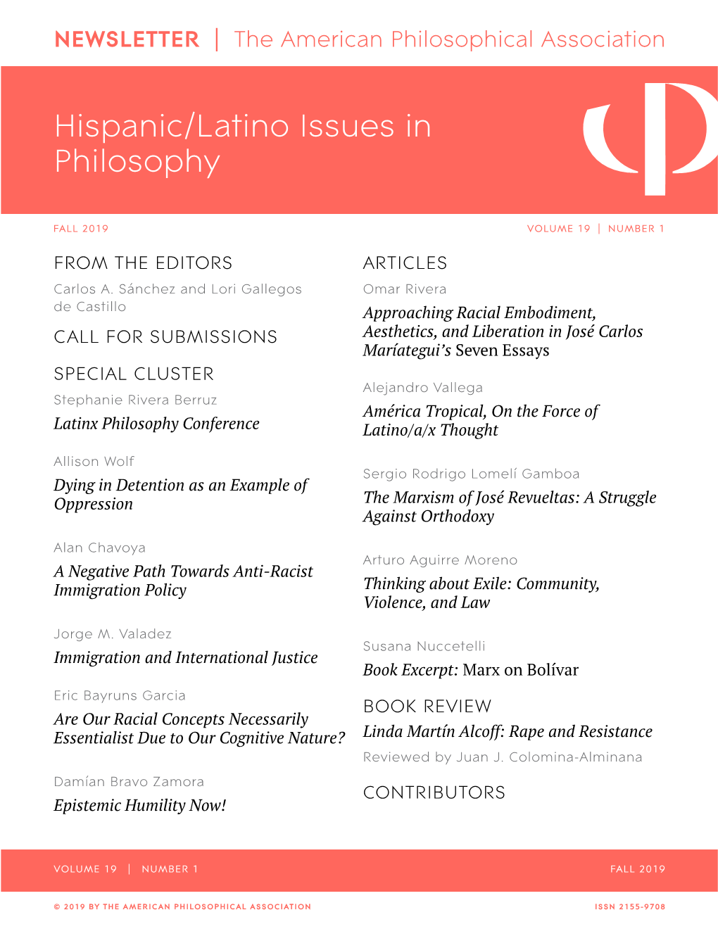 Hispanic/Latino Issues in Philosophy