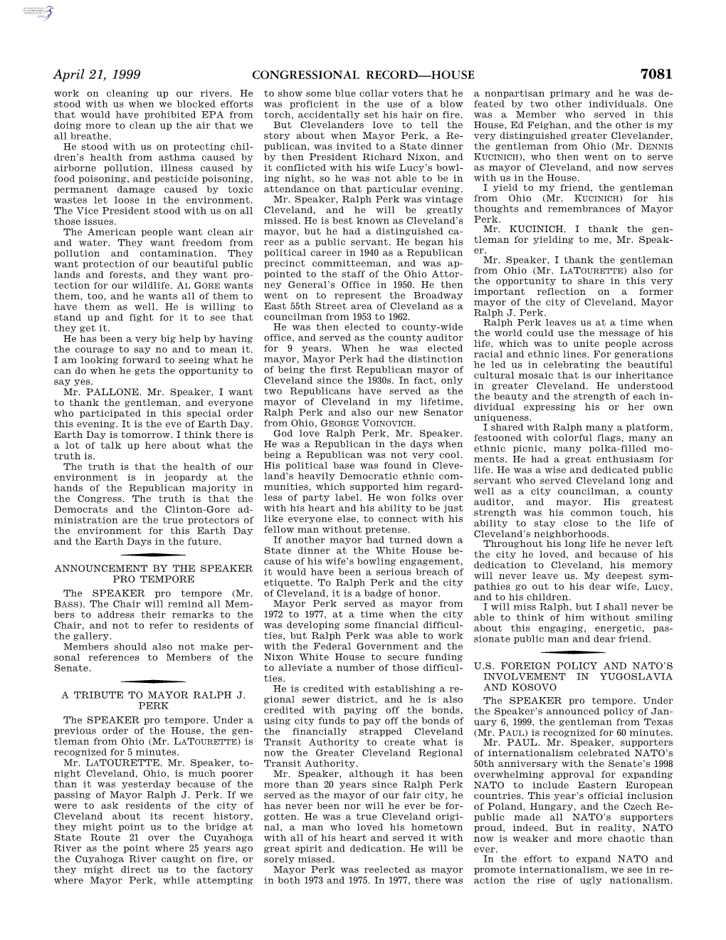 CONGRESSIONAL RECORD—HOUSE April 21, 1999