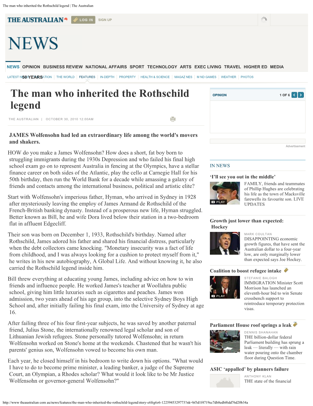 The Man Who Inherited the Rothschild Legend | the Australian