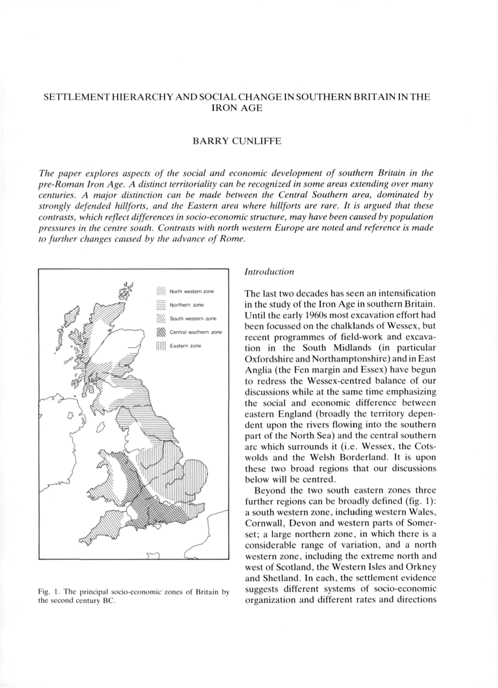 Settlement Hierarchy and Social Change in Southern Britain in the Iron Age