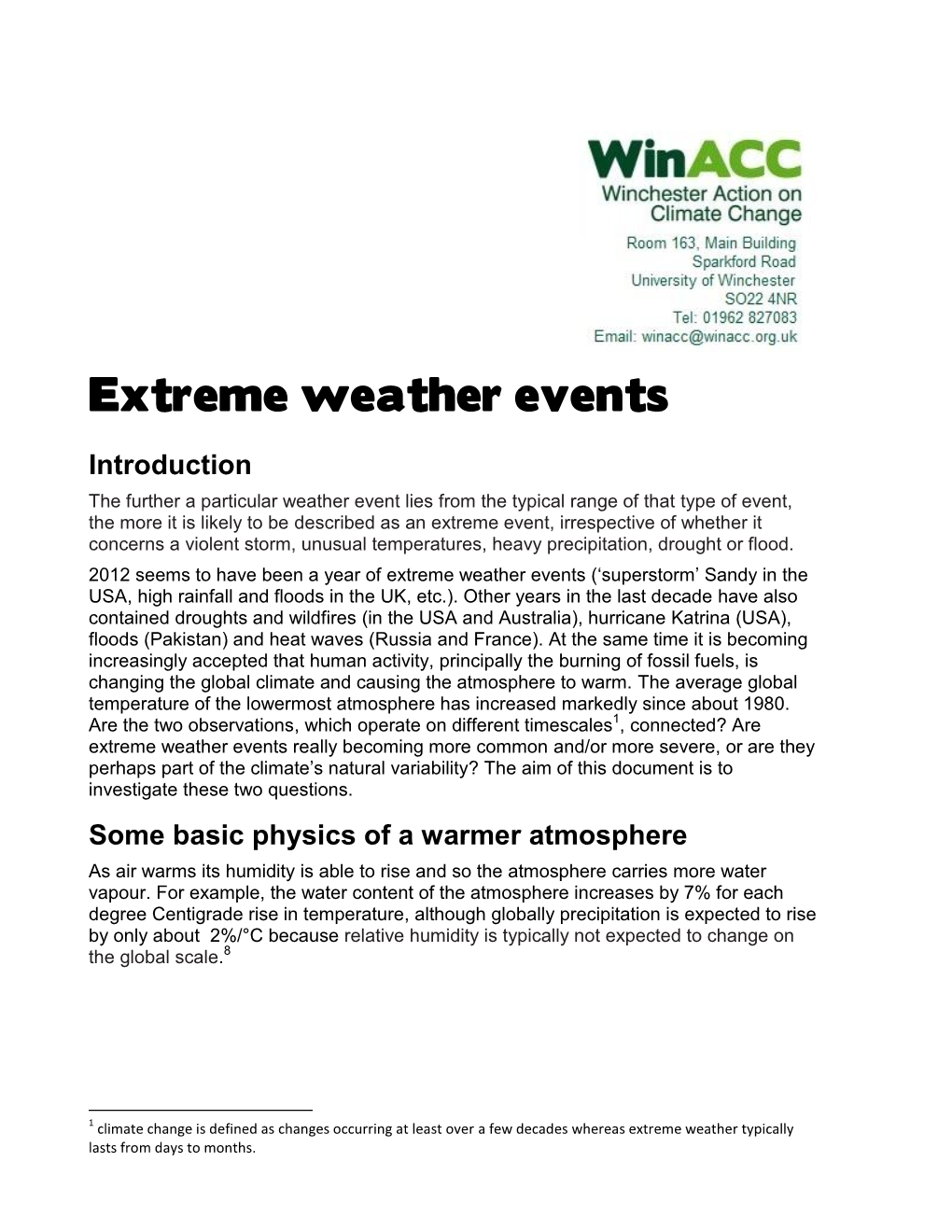 Extreme Weather Events