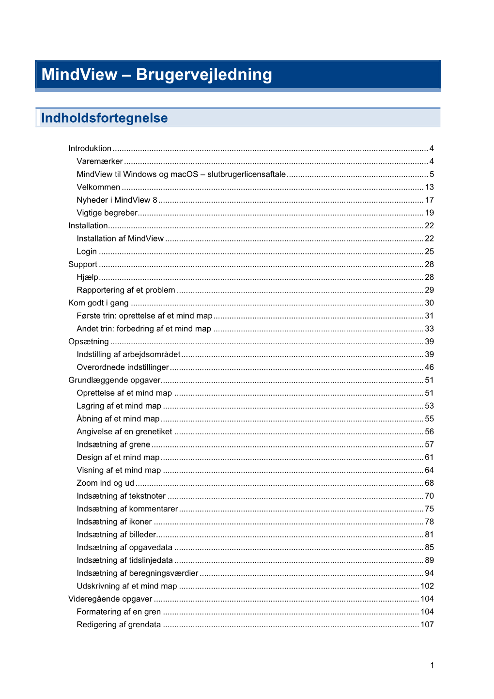 Mindview – Brugervejledning