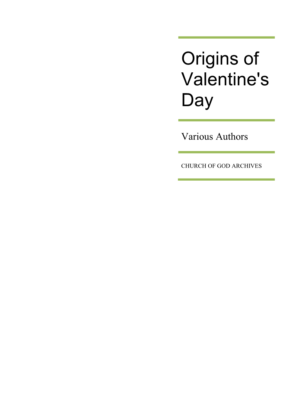 Origins of Valentine's Day