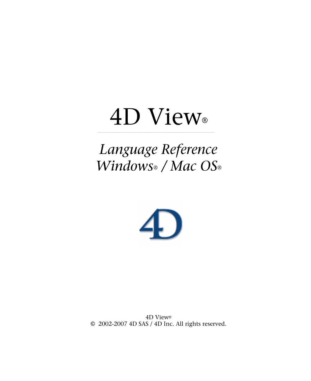 4D View Language Reference Manual