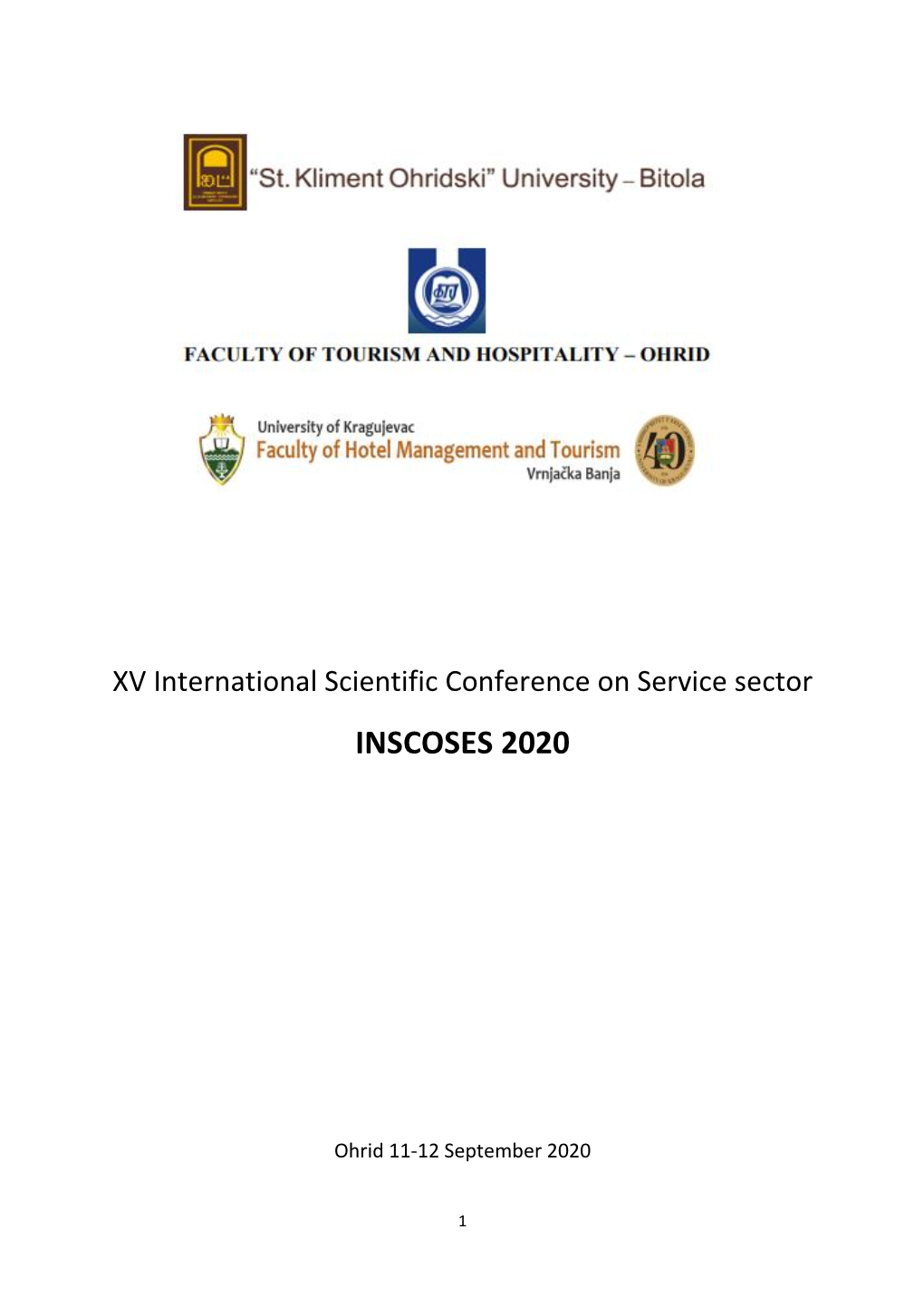 XV International Scientific Conference on Service Sector INSCOSES 2020