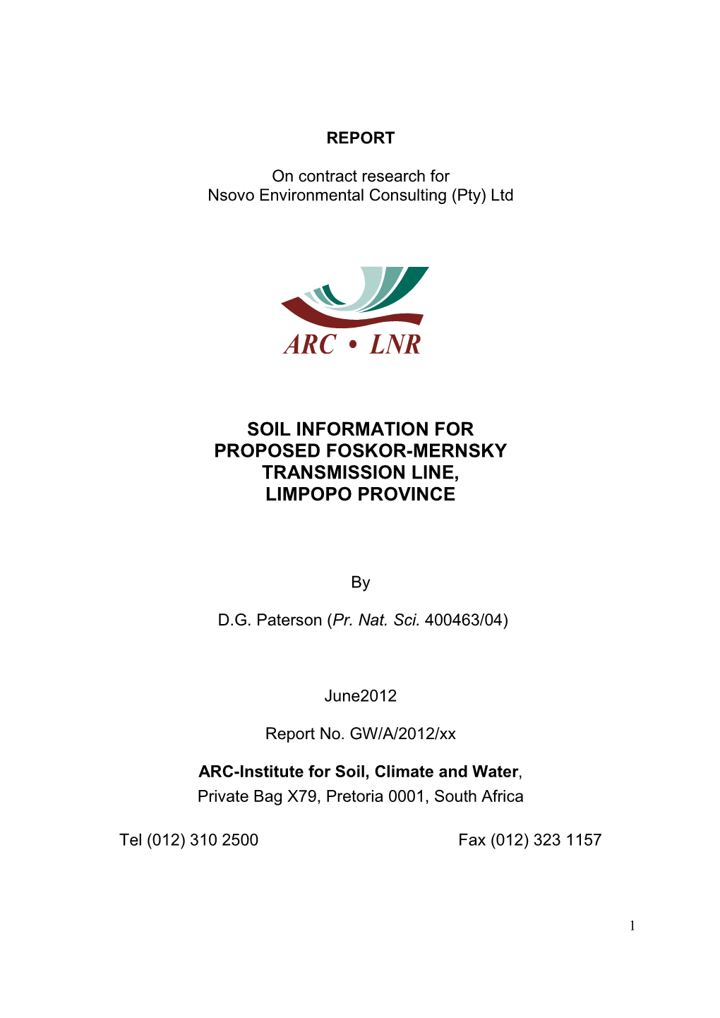 Soil Information for Proposed Foskor-Mernsky Transmission Line, Limpopo Province