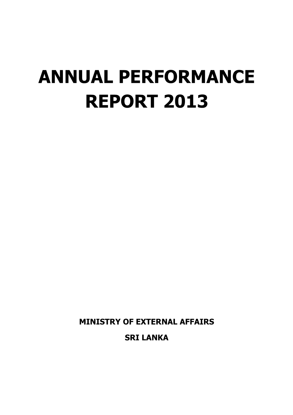 Annual Performance Report 2013