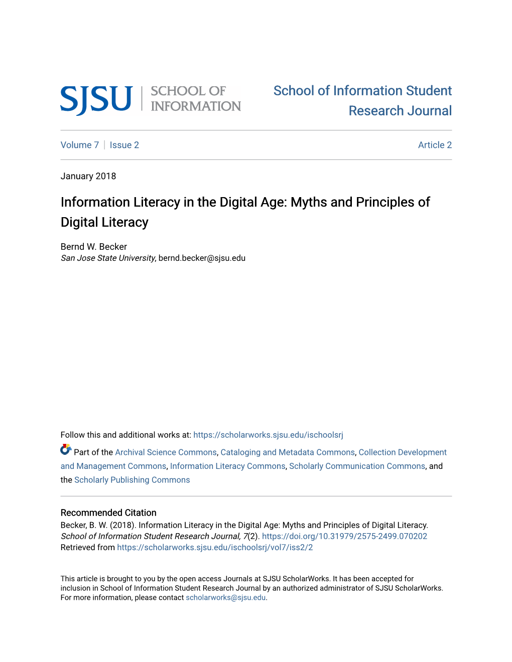 Myths and Principles of Digital Literacy