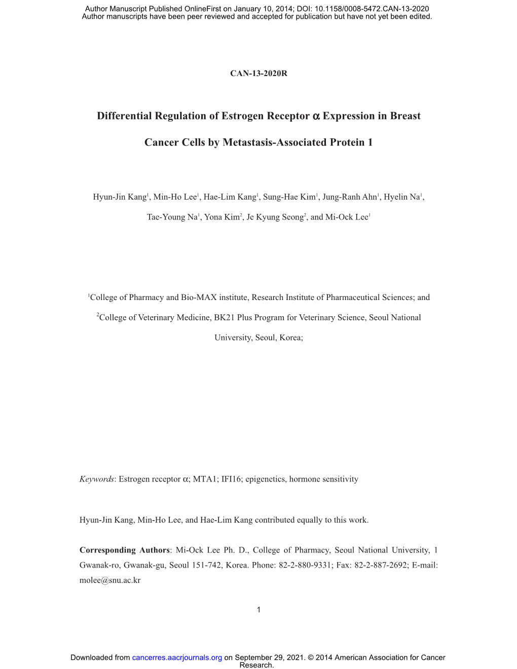 Differential Regulation of Estrogen Receptor Α Expression in Breast