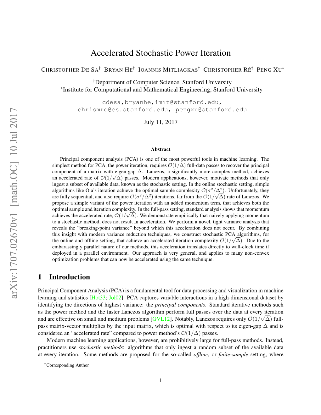 Accelerated Stochastic Power Iteration