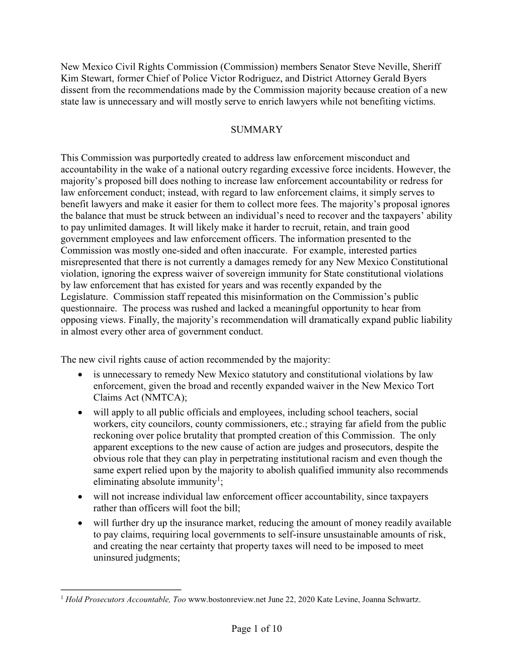 Page 1 of 10 New Mexico Civil Rights Commission (Commission