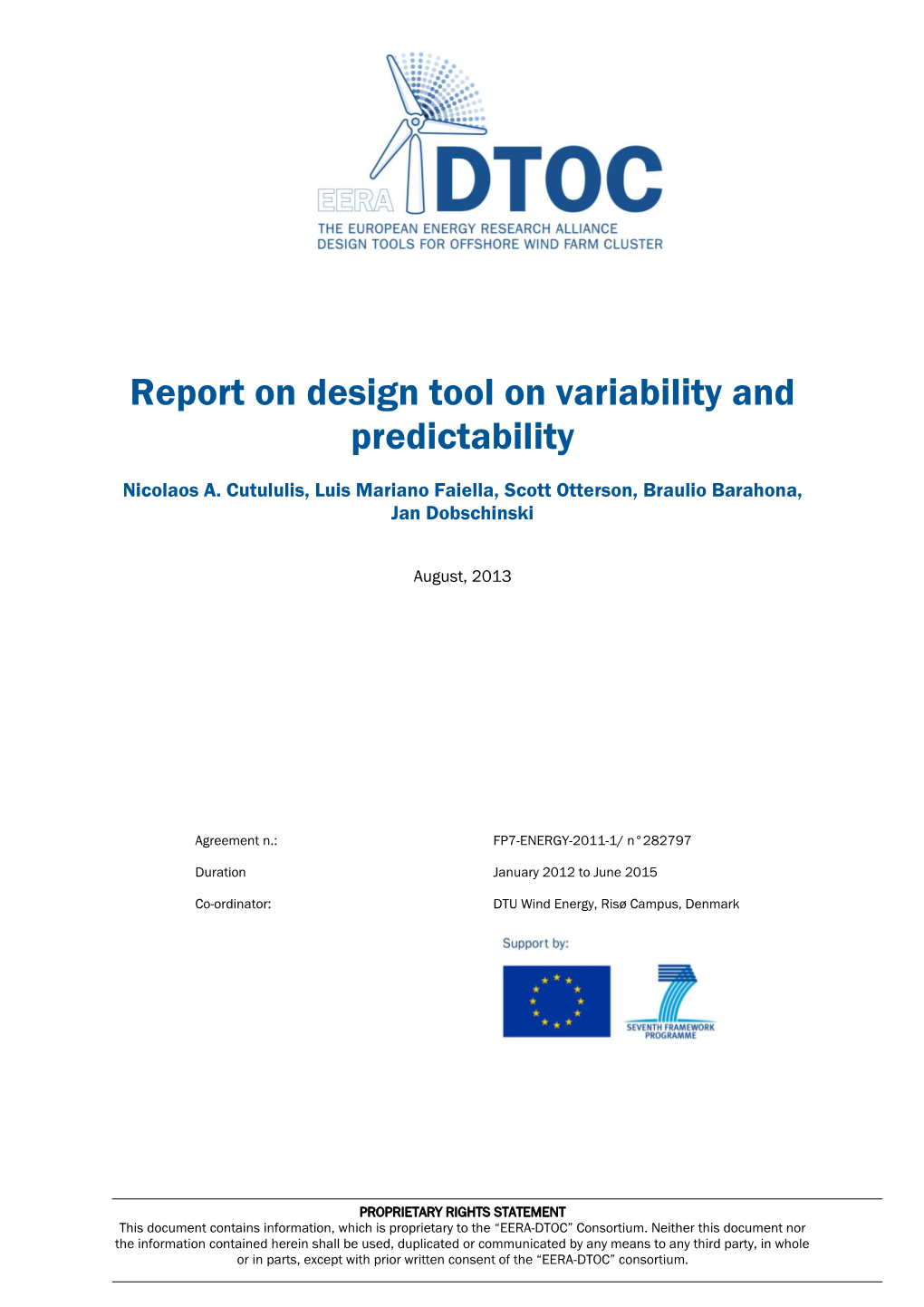 Report on Design Tool on Variability and Predictability