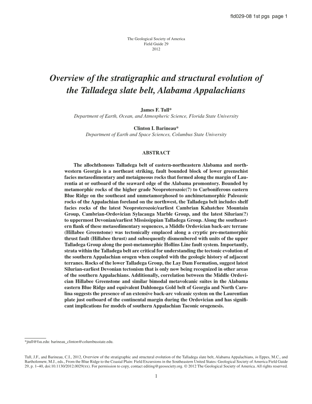 Overview of the Strategic and Structural Evolution of the Talladega Slate Belt, Alabama Appalachians