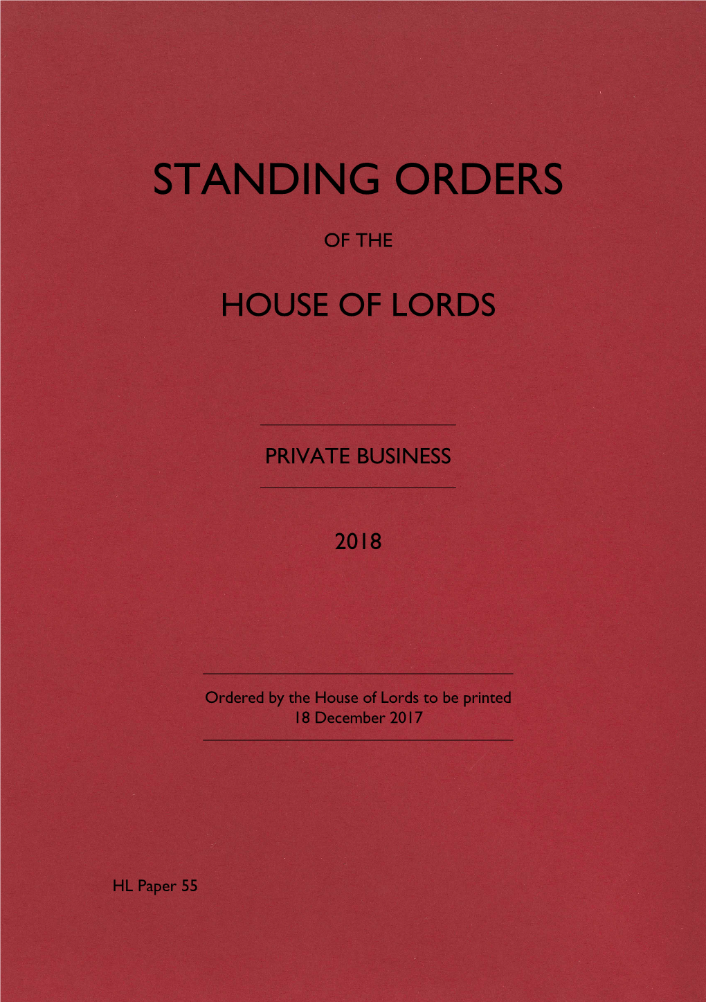 Standing Orders of the House of Lords: Private