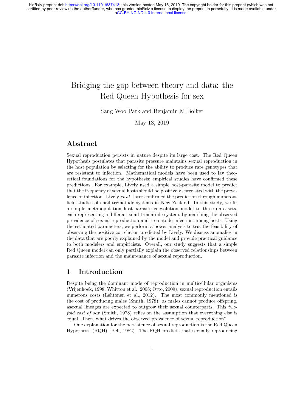 Bridging the Gap Between Theory and Data: the Red Queen Hypothesis for Sex