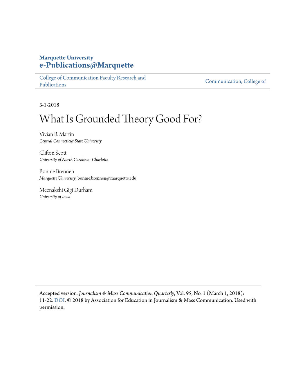 What Is Grounded Theory Good For? Vivian B