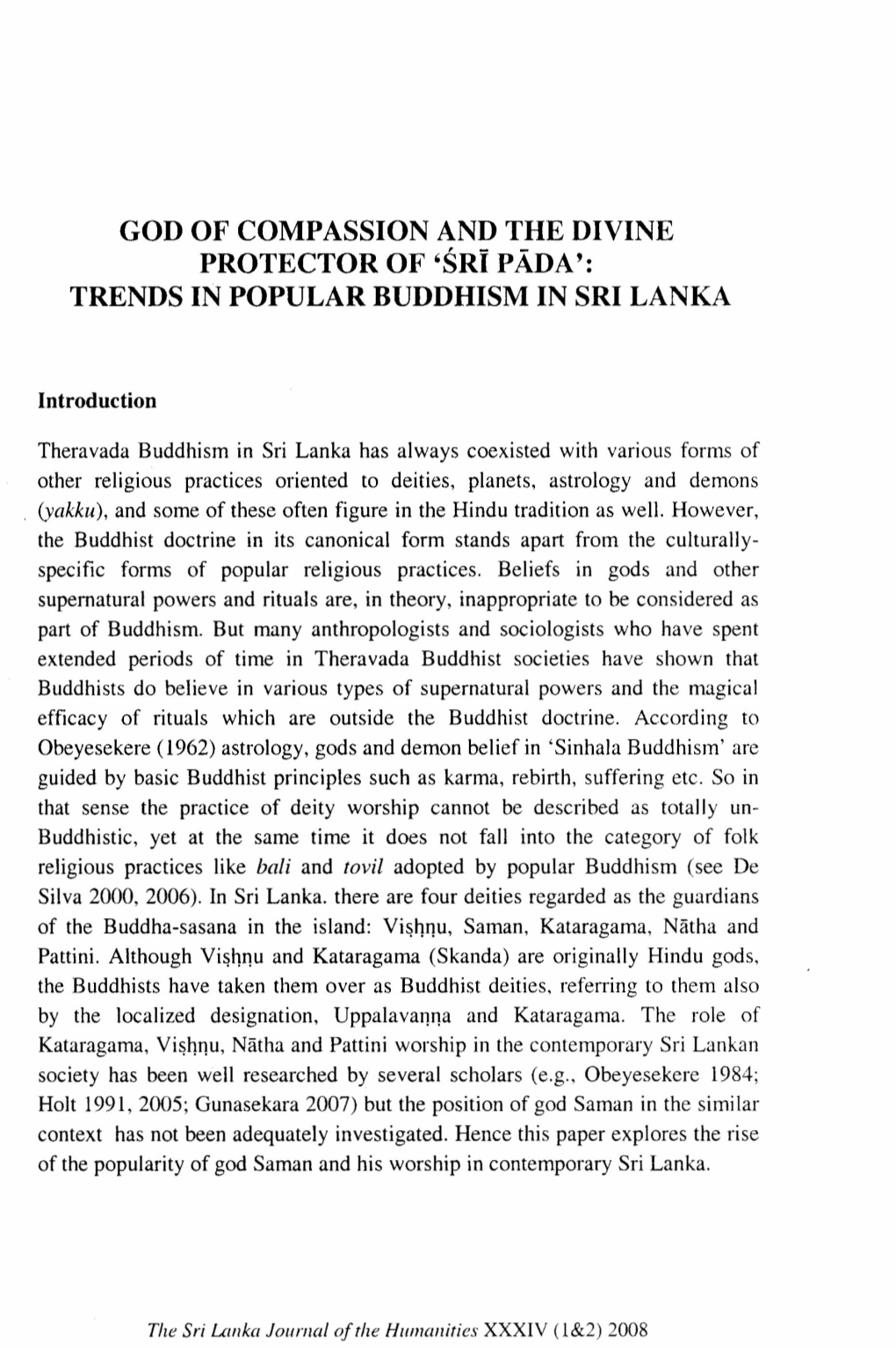 Sri Pada': TRENDS in POPULAR BUDDHISM in SRI LANKA