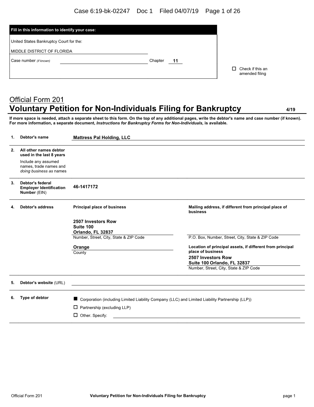 Bankruptcy Forms for Non-Individuals, Is Available