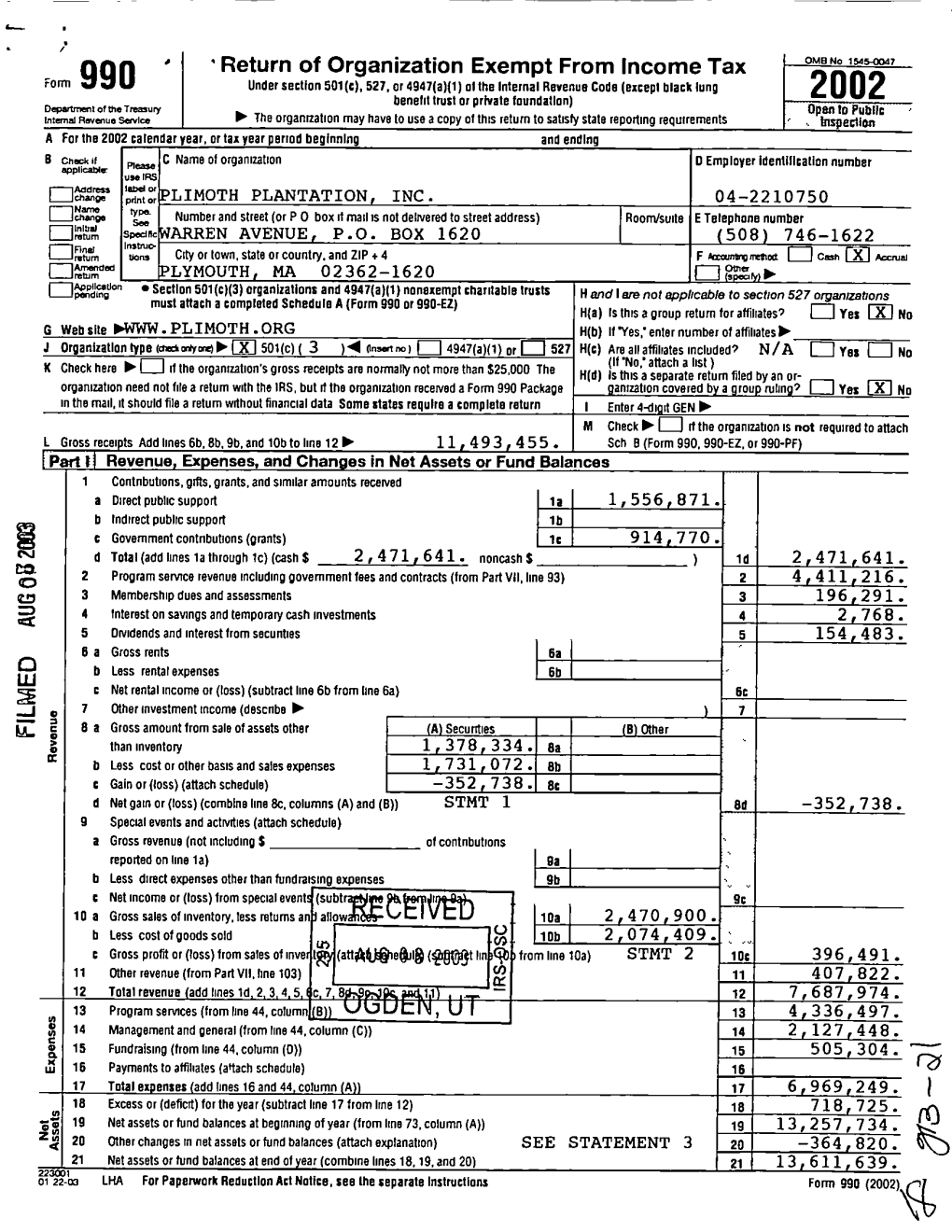 990 ~ ' Return of Organization Exempt from Income Tax ,~Oo