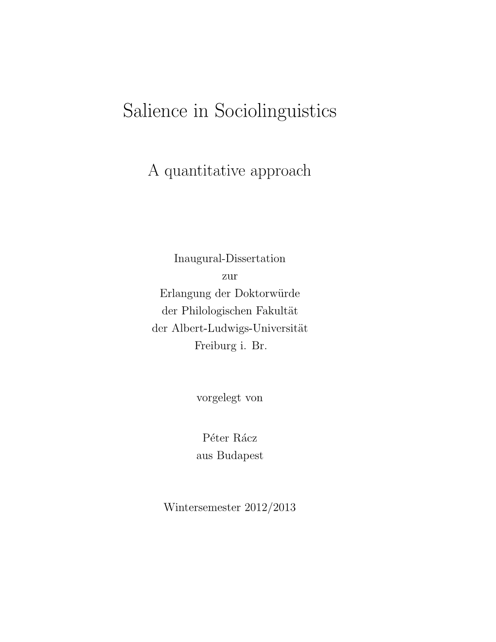 Salience in Sociolinguistics