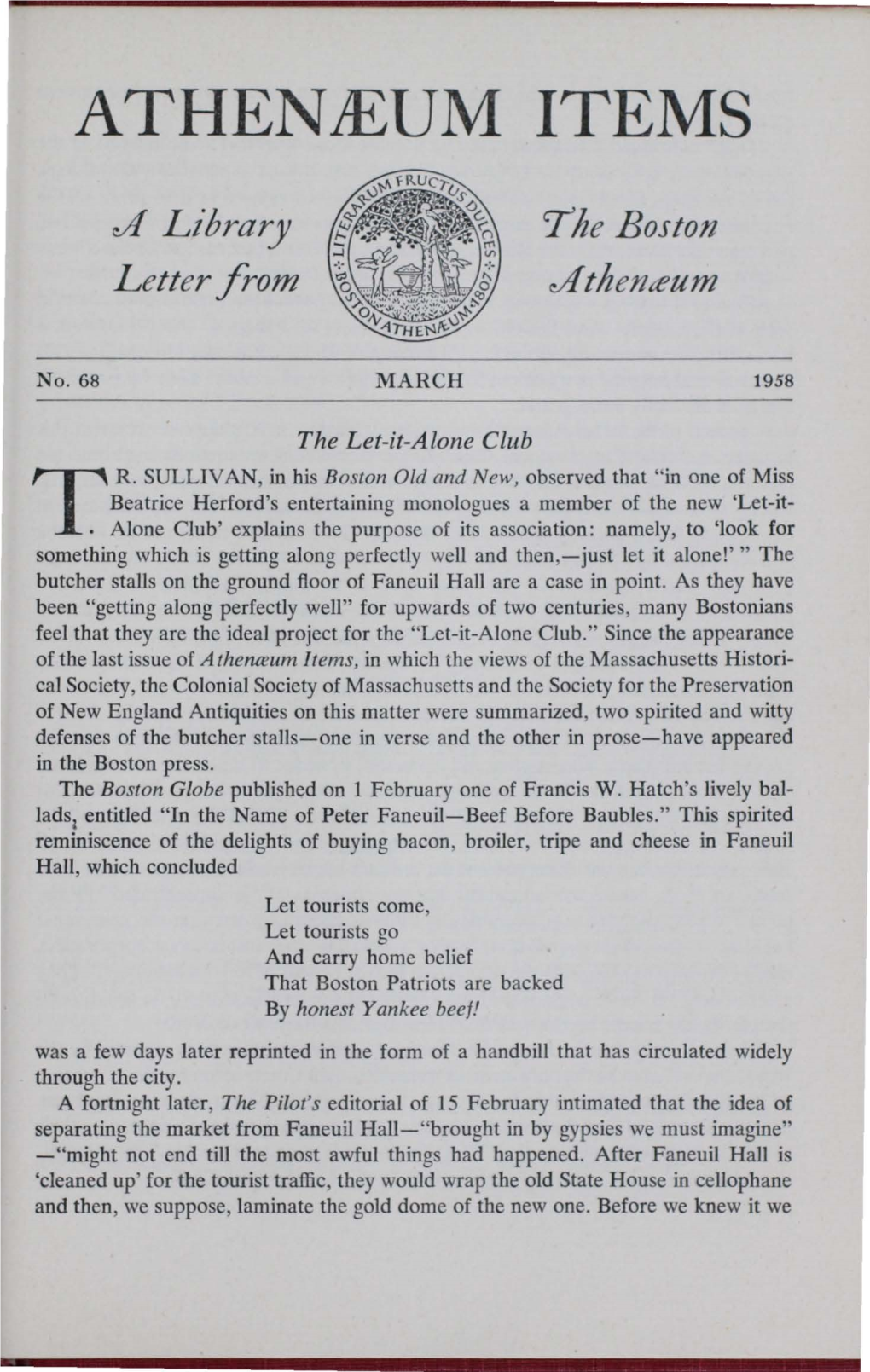 E/1 Library Letter from 'The Boston U!Thenteum