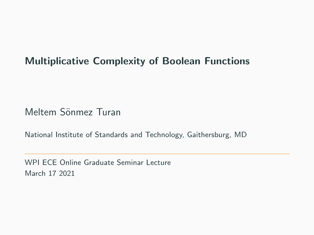 Multiplicative Complexity of Boolean Functions