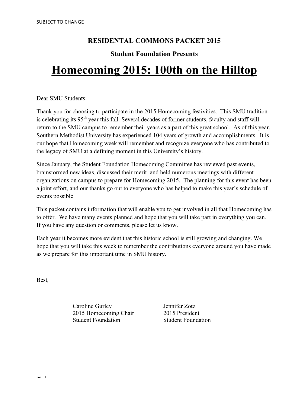 Homecoming 2015: 100Th on the Hilltop