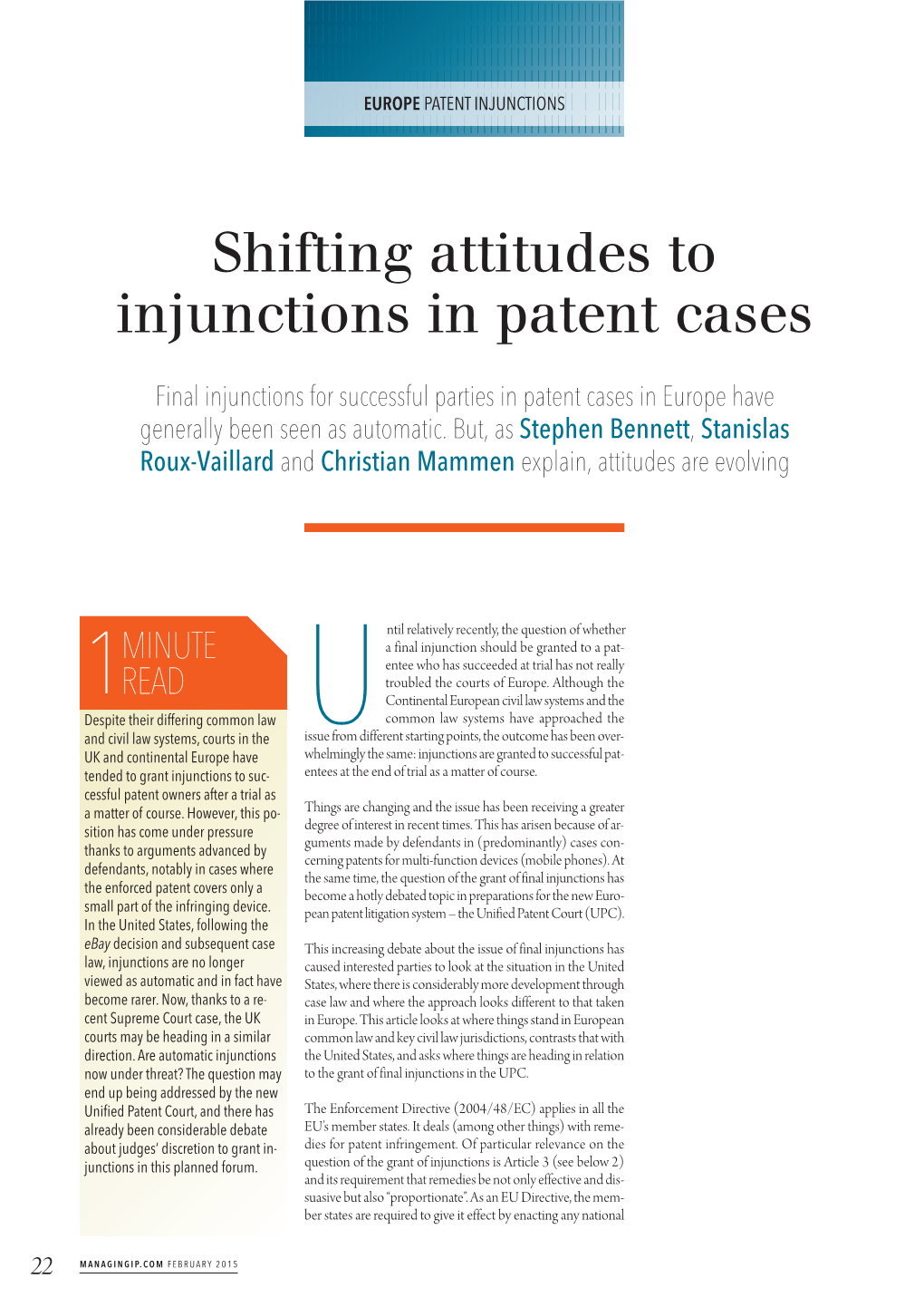 Shifting Attitudes to Injunctions in Patent Cases