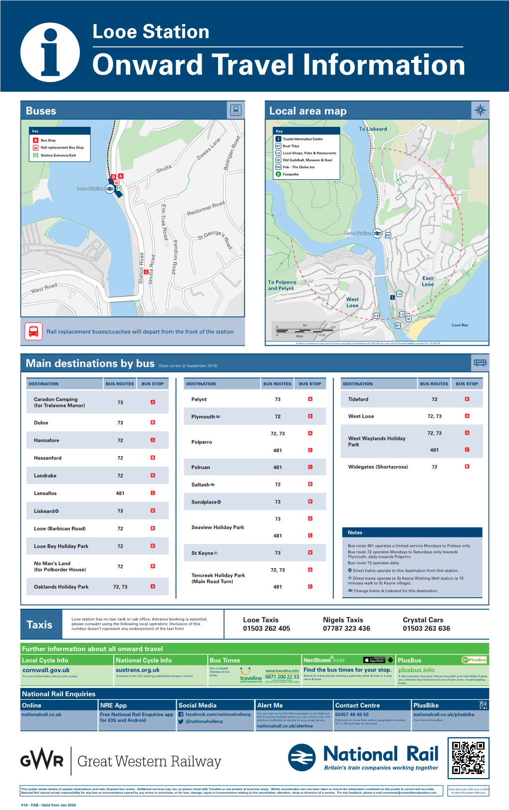 Looe Station I Onward Travel Information Buses Local Area Map